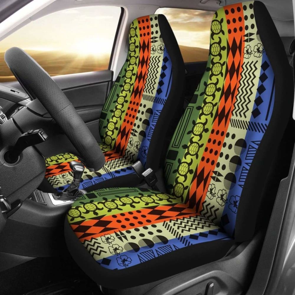 Turtle And Hibiscus Pattern Hawaiian Car Seat Covers Set Of 2 091814 - YourCarButBetter
