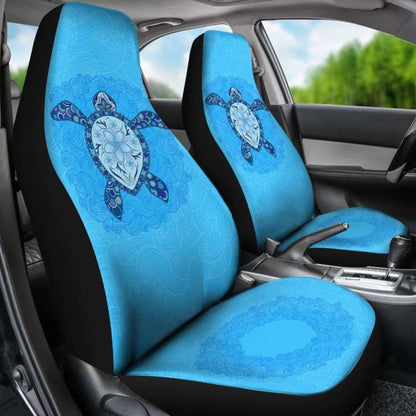 Turtle And Plumeria Hawaiian Car Seat Covers Set Of 2 091814 - YourCarButBetter