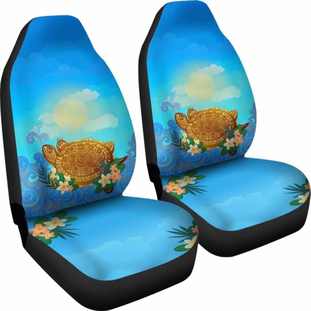 Turtle And Plumeria Hawaiian Car Seat Covers Set Of 2 091814 - YourCarButBetter
