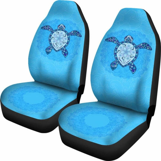 Turtle And Plumeria Hawaiian Car Seat Covers Set Of 2 091814 - YourCarButBetter