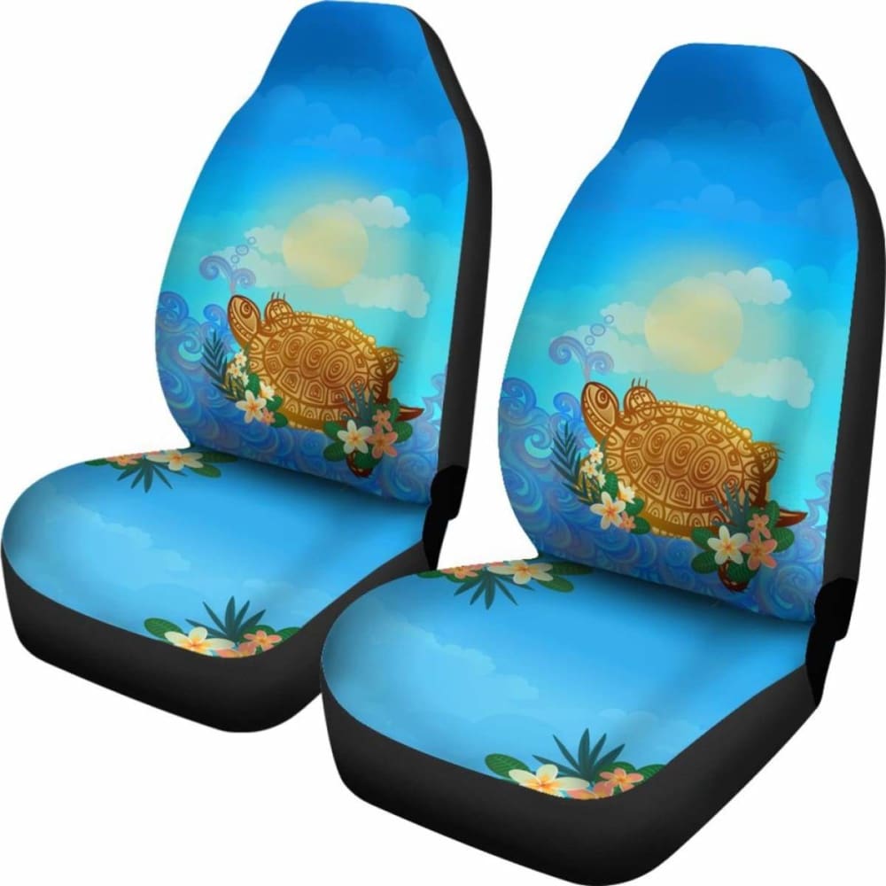 Turtle And Plumeria Hawaiian Car Seat Covers Set Of 2 091814 - YourCarButBetter