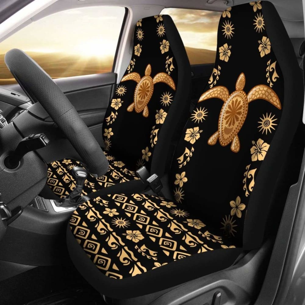 Turtle And Plumeria Hawaiian Car Seat Covers Set Of 2 091814 - YourCarButBetter