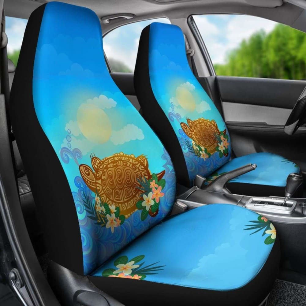 Turtle And Plumeria Hawaiian Car Seat Covers Set Of 2 091814 - YourCarButBetter