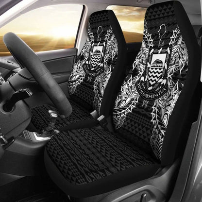 Tuvalu Car Seat Cover - Tuvalu Coat Of Arms Map Black - 105905 - YourCarButBetter