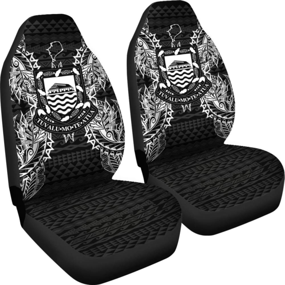 Tuvalu Car Seat Cover - Tuvalu Coat Of Arms Map Black - 105905 - YourCarButBetter