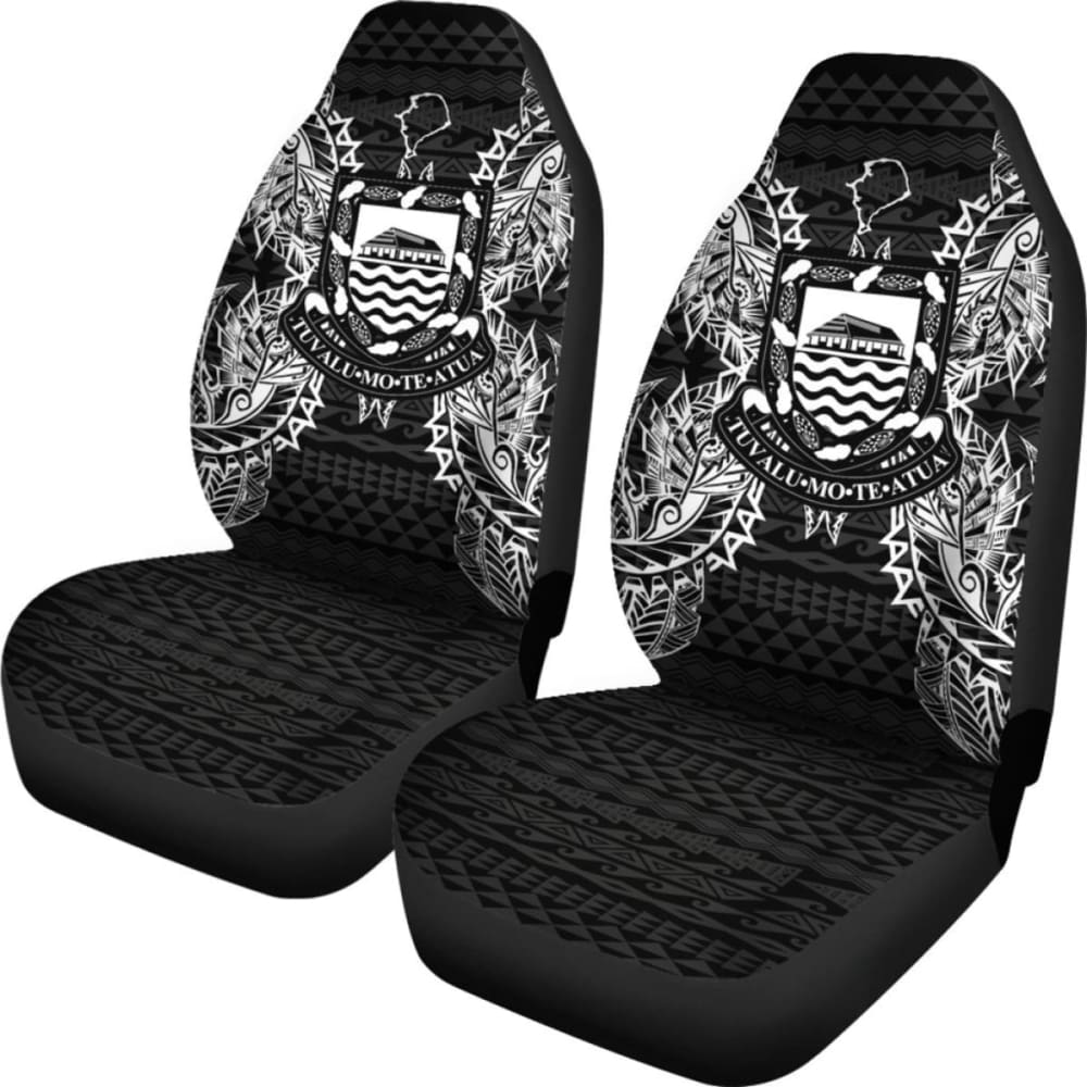 Tuvalu Car Seat Cover - Tuvalu Coat Of Arms Map Black - 105905 - YourCarButBetter