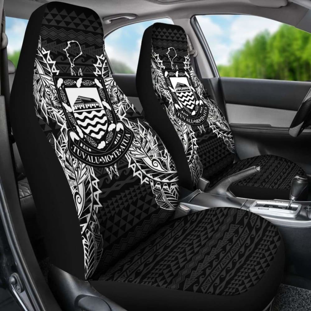 Tuvalu Car Seat Cover - Tuvalu Coat Of Arms Map Black - 105905 - YourCarButBetter