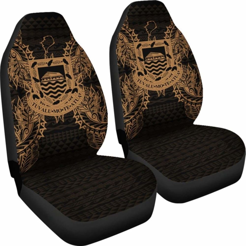Tuvalu Car Seat Cover - Tuvalu Coat Of Arms Map Gold - 105905 - YourCarButBetter