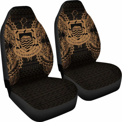 Tuvalu Car Seat Cover - Tuvalu Coat Of Arms Map Gold - 105905 - YourCarButBetter
