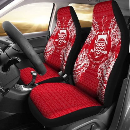 Tuvalu Car Seat Cover - Tuvalu Coat Of Arms Map Red White - 105905 - YourCarButBetter