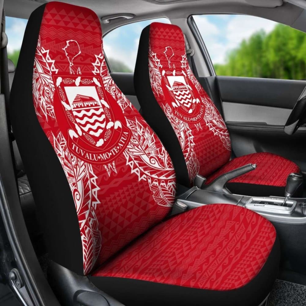 Tuvalu Car Seat Cover - Tuvalu Coat Of Arms Map Red White - 105905 - YourCarButBetter