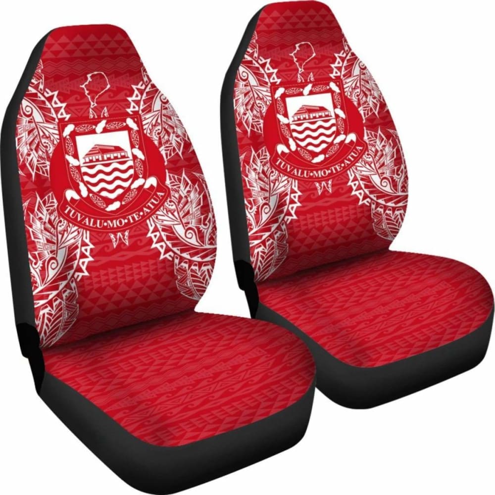 Tuvalu Car Seat Cover - Tuvalu Coat Of Arms Map Red White - 105905 - YourCarButBetter