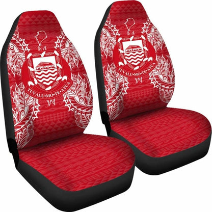 Tuvalu Car Seat Cover - Tuvalu Coat Of Arms Map Red White - 105905 - YourCarButBetter