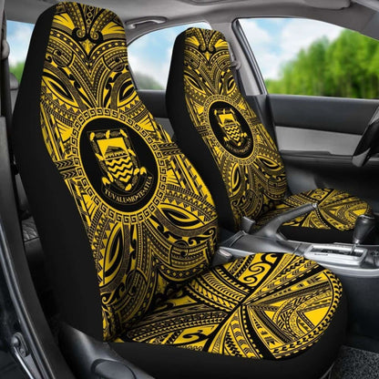 Tuvalu Car Seat Cover - Tuvalu Coat Of Arms Polynesian Gold Black 105905 - YourCarButBetter