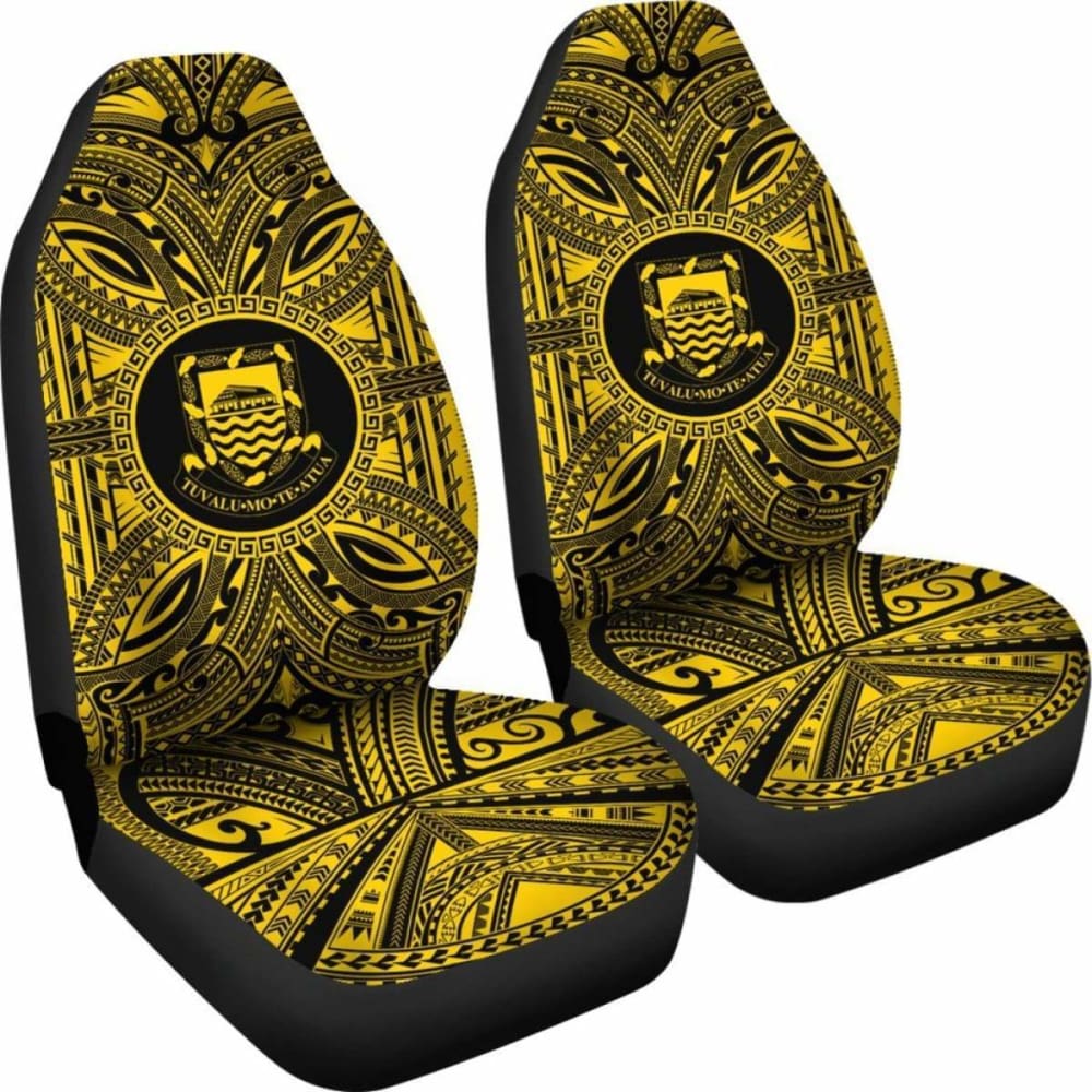 Tuvalu Car Seat Cover - Tuvalu Coat Of Arms Polynesian Gold Black 105905 - YourCarButBetter