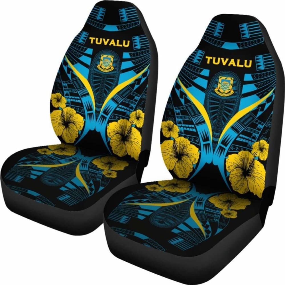 Tuvalu Car Seat Covers - Tuvalu Coat Of Arms Hibiscus Polynesian Tattoo - 232125 - YourCarButBetter