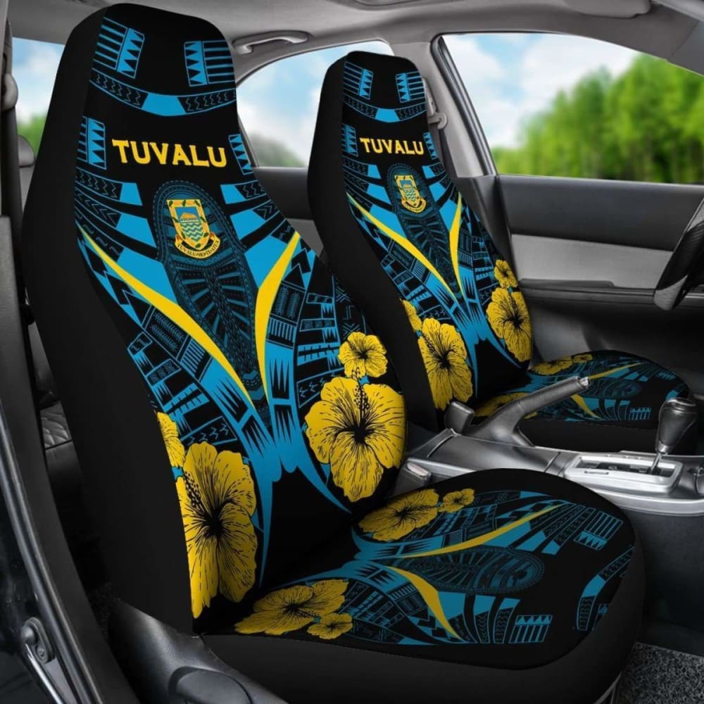 Tuvalu Car Seat Covers - Tuvalu Coat Of Arms Hibiscus Polynesian Tattoo - 232125 - YourCarButBetter