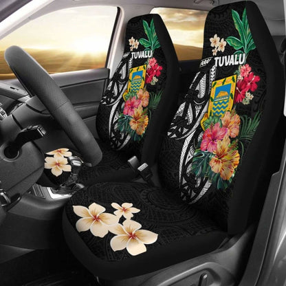 Tuvalu Car Seat Covers Coat Of Arms Polynesian With Hibiscus 232125 - YourCarButBetter