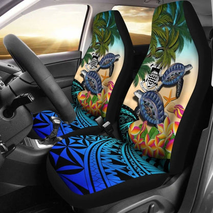 Tuvalu Car Seat Covers - Polynesian Turtle Coconut Tree And Plumeria Amazing 091114 - YourCarButBetter