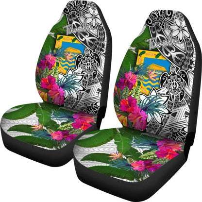 Tuvalu Car Seat Covers White - Turtle Plumeria Banana Leaf - 091114 - YourCarButBetter