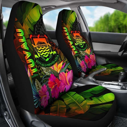 Tuvalu Polynesian Car Seat Covers - Hibiscus And Banana Leaves - 232125 - YourCarButBetter