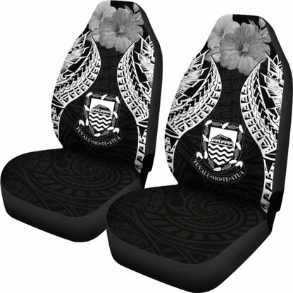 Tuvalu Polynesian Car Seat Covers Pride Seal And Hibiscus Black - 232125 - YourCarButBetter