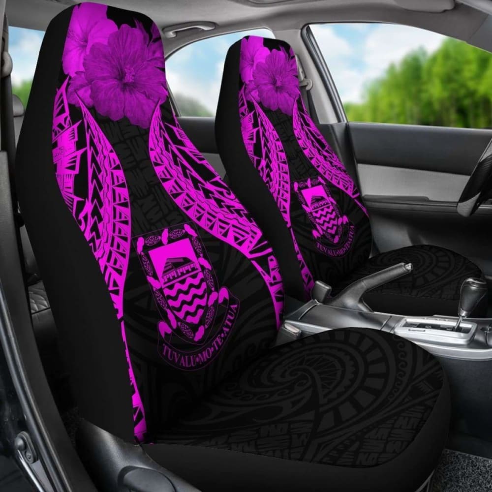 Tuvalu Polynesian Car Seat Covers Pride Seal And Hibiscus Pink - 232125 - YourCarButBetter