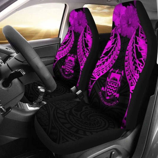 Tuvalu Polynesian Car Seat Covers Pride Seal And Hibiscus Pink - 232125 - YourCarButBetter