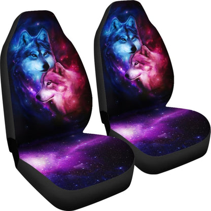 Two Wolf Galaxy Car Seat Covers Amazing Best Gift Idea 174510 - YourCarButBetter