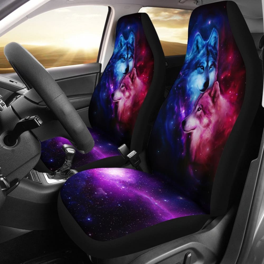 Two Wolf Galaxy Car Seat Covers Amazing Best Gift Idea 174510 - YourCarButBetter
