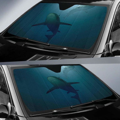Underwater Sharks Blue Deep Sea Ocean 4K Car Sun Shade 085424 - YourCarButBetter