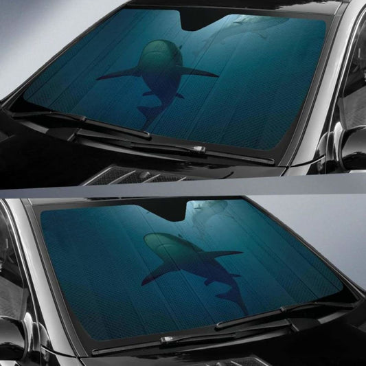 Underwater Sharks Blue Deep Sea Ocean 4K Car Sun Shade 085424 - YourCarButBetter
