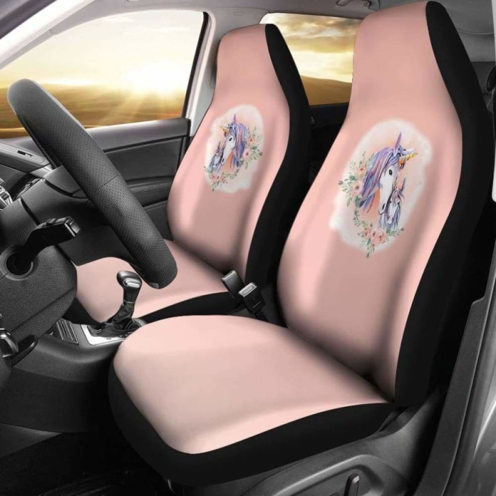 Unicorns On Peach Watercolor Ombre Car Seat Covers 170817