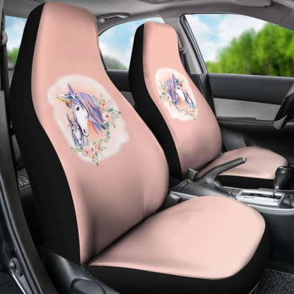 Unicorns On Peach Watercolor Ombre Car Seat Covers 170817