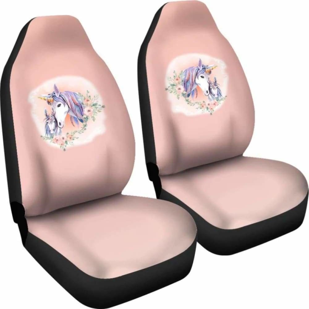 Unicorns On Peach Watercolor Ombre Car Seat Covers 170817