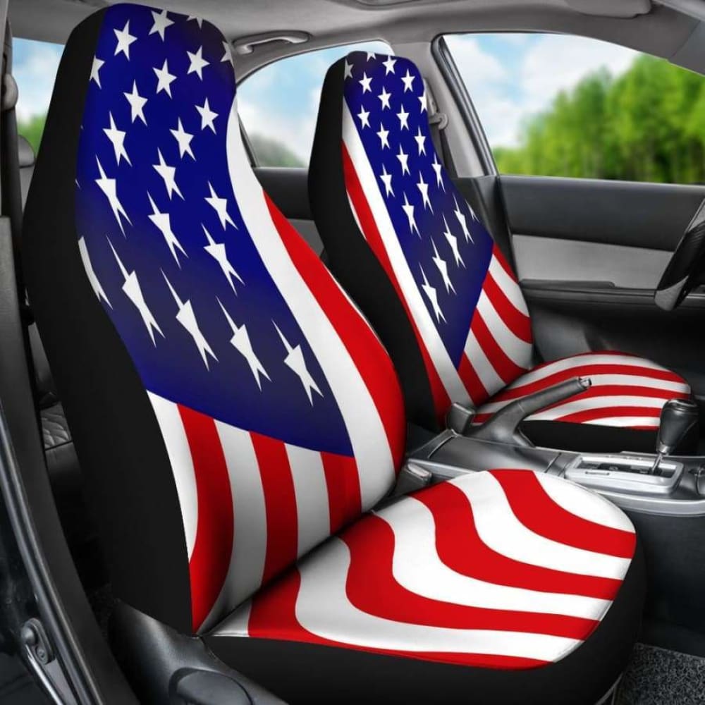 Usa Flag Car Seat Covers 2Pcs| American Flag Auto Accessory Gift 103131 - YourCarButBetter