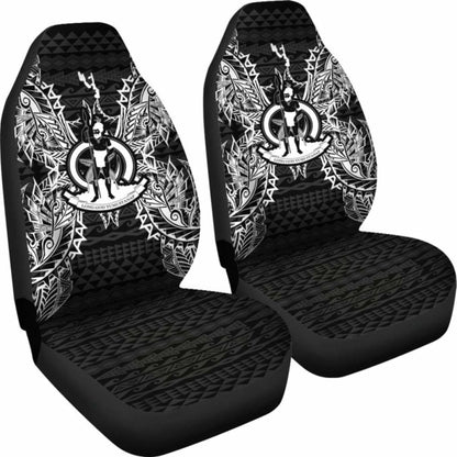 Vanuatu Car Seat Cover - Vanuatu Coat Of Arms Map Black - 105905 - YourCarButBetter