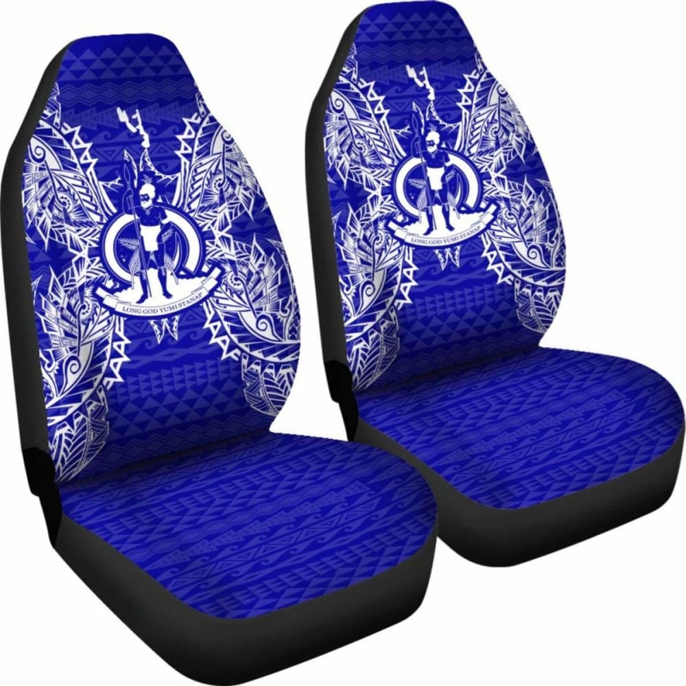 Vanuatu Car Seat Cover - Vanuatu Coat Of Arms Map Blue - 105905 - YourCarButBetter