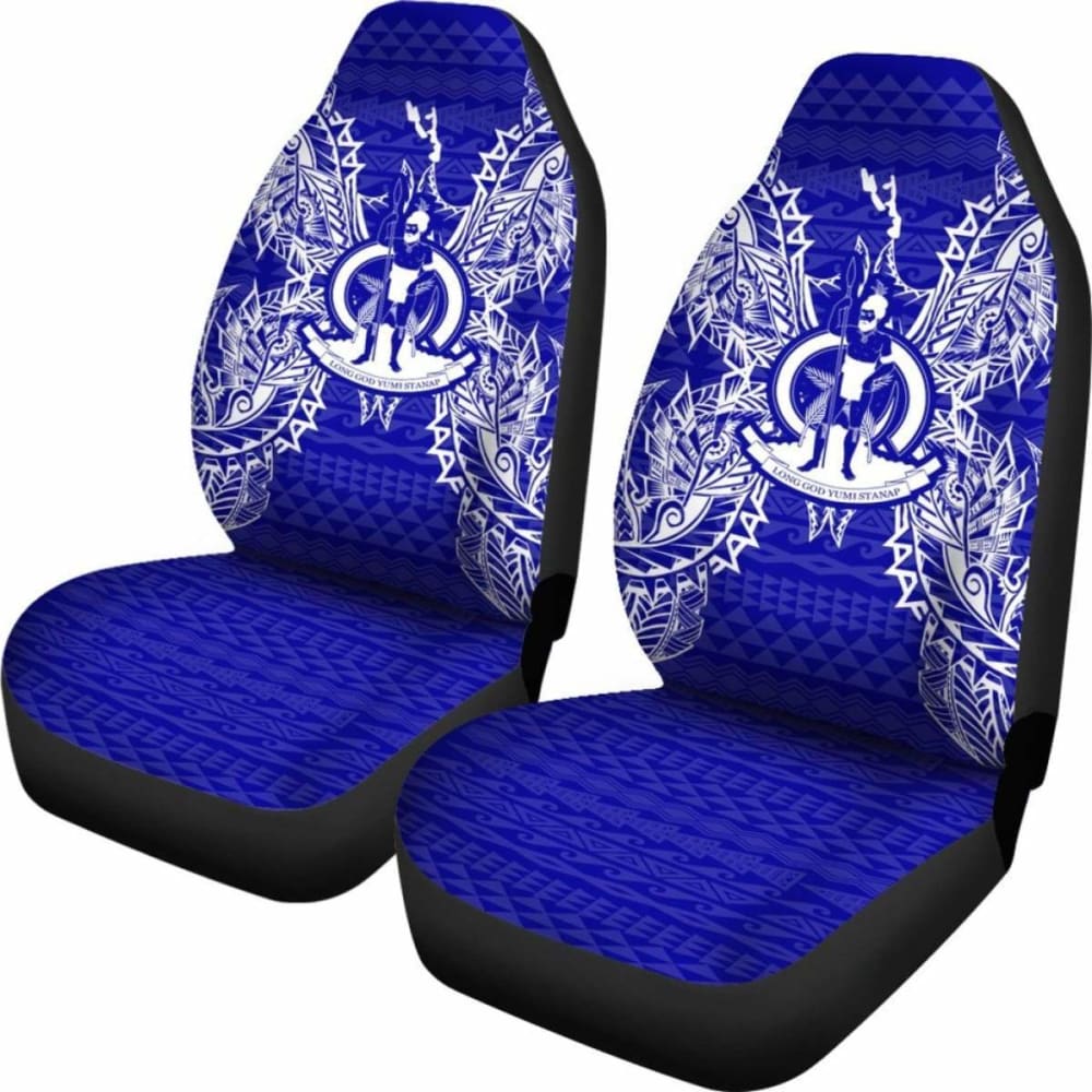 Vanuatu Car Seat Cover - Vanuatu Coat Of Arms Map Blue - 105905 - YourCarButBetter