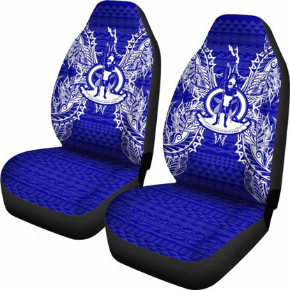 Vanuatu Car Seat Cover - Vanuatu Coat Of Arms Map Blue - 105905 - YourCarButBetter
