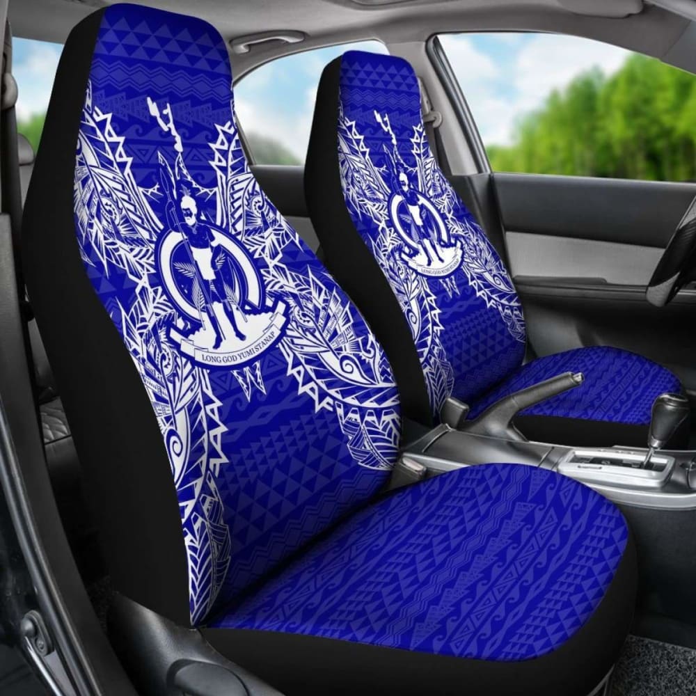 Vanuatu Car Seat Cover - Vanuatu Coat Of Arms Map Blue - 105905 - YourCarButBetter