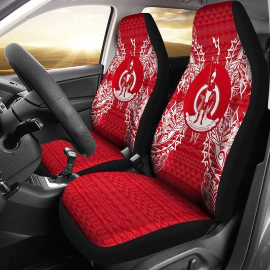 Vanuatu Car Seat Cover - Vanuatu Coat Of Arms Map Red White - 105905 - YourCarButBetter