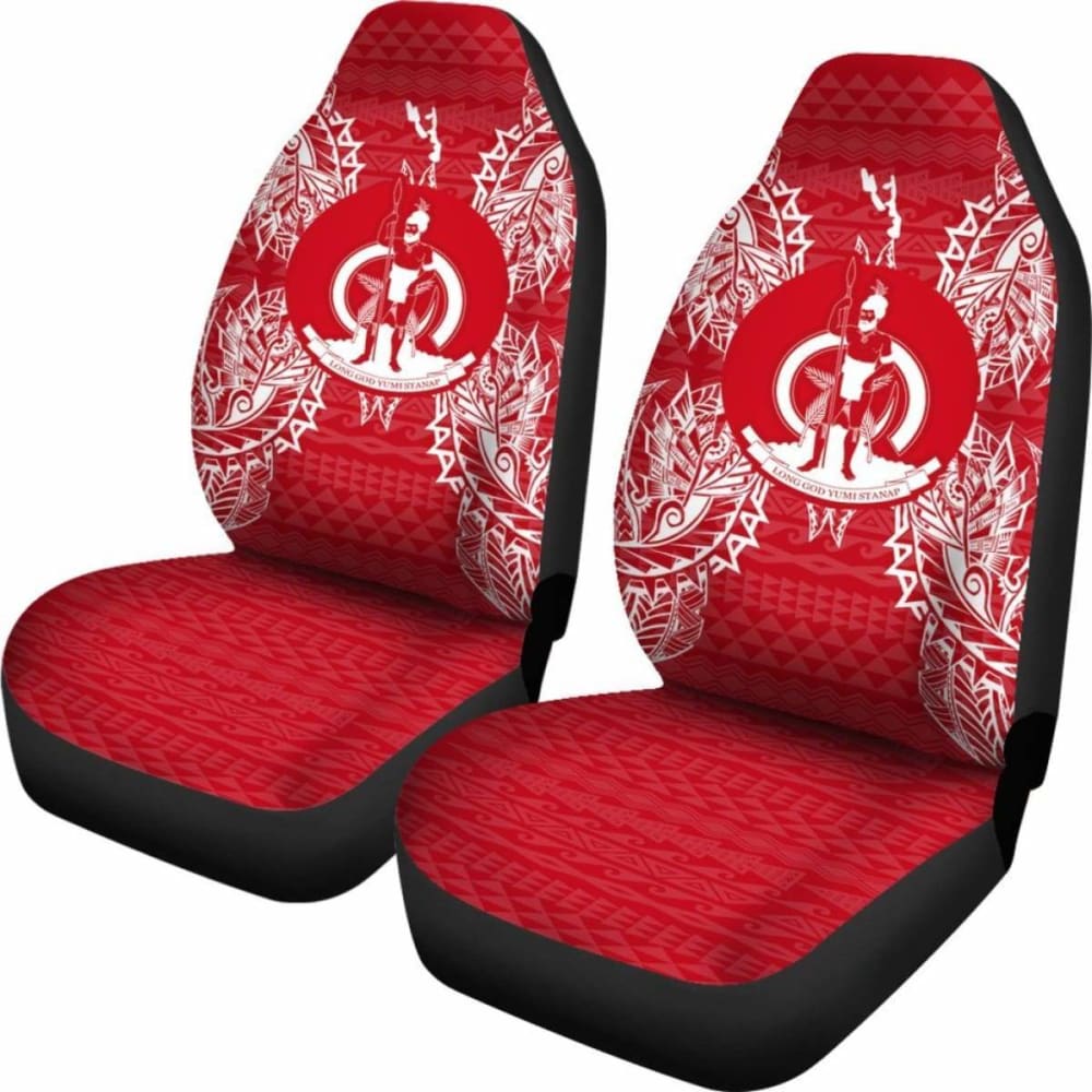 Vanuatu Car Seat Cover - Vanuatu Coat Of Arms Map Red White - 105905 - YourCarButBetter