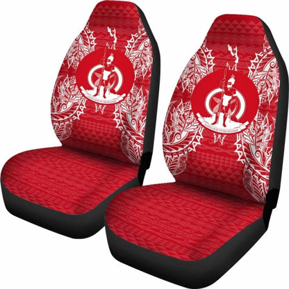 Vanuatu Car Seat Cover - Vanuatu Coat Of Arms Map Red White - 105905 - YourCarButBetter