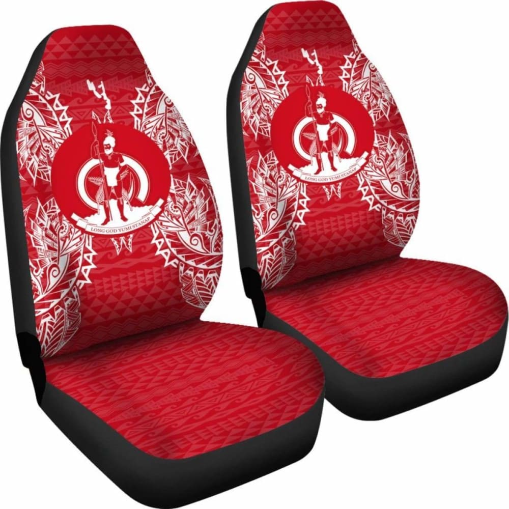 Vanuatu Car Seat Cover - Vanuatu Coat Of Arms Map Red White - 105905 - YourCarButBetter