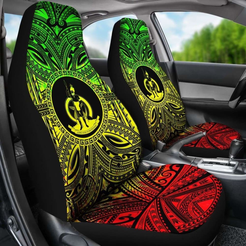 Vanuatu Car Seat Cover - Vanuatu Coat Of Arms Polynesian Reggae Style 105905 - YourCarButBetter