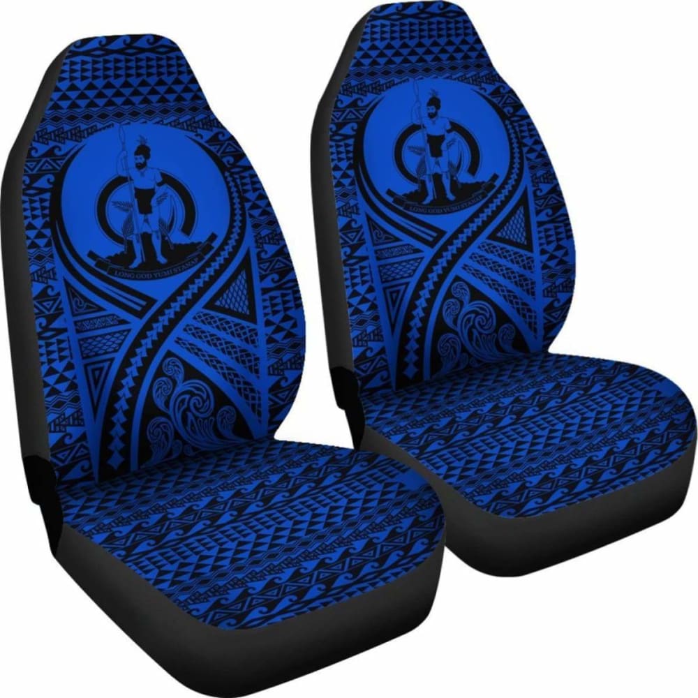 Vanuatu Car Seat Cover - Vanuatu Coat Of Arms Polynesian Tattoo Blue - 105905 - YourCarButBetter