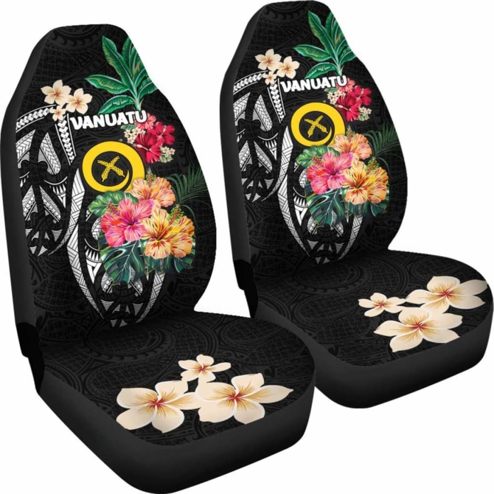 Vanuatu Car Seat Covers Coat Of Arms Polynesian With Hibiscus-2 232125 - YourCarButBetter