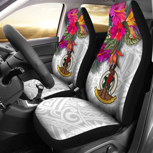 Vanuatu Car Seat Covers Polynesian Hibiscus White Pattern - 232125 - YourCarButBetter