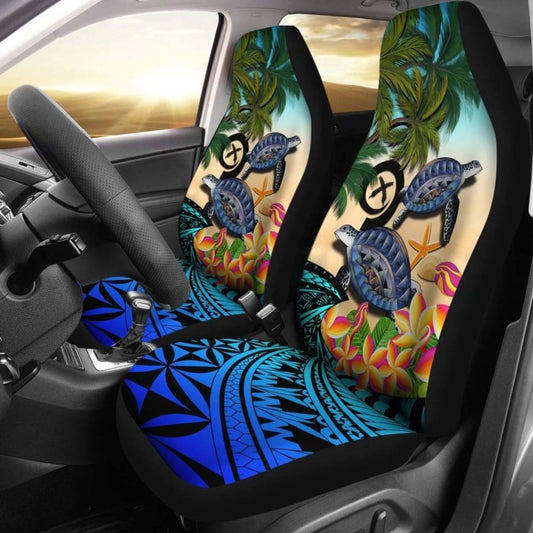 Vanuatu Car Seat Covers - Polynesian Turtle Coconut Tree And Plumeria Amazing 091114 - YourCarButBetter